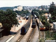 Fotografie z května 1985 zachycuje železniční stanici Praha-Braník fotografovanou z Branického mostu. Snímek zachycuje poměrně hustý provoz ve stanici. Na koleji č. 3 stojí motorová lokomotiva řady 751 (T478.1) se čtveřicí patrových vozů. Vedle (kolej č. 1) stojí stejná lokomotivní řada s nákladním vlakem směrem na Vrané nad Vltavou. Úplně napravo (kolej č. 2) pak stojí osobní vlak sestavený z dvojice motorových vozů řady 830 (M262.0) a přípojných vozů Bix (Balm).