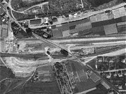 Letecký snímek tratě na Braník